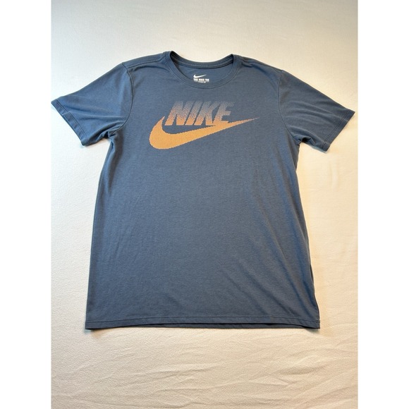 Nike Other - Nike Air Speckle The Nike Tee Big Logo Navy Blue Orange Check Size Medium